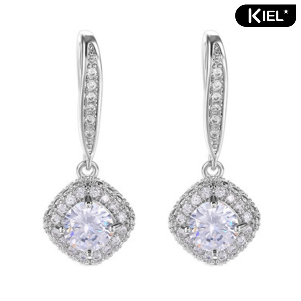 KIEL❀Bông Tai Dáng Dài Đính Đá Zircon Thời Trang Dự Tiệc