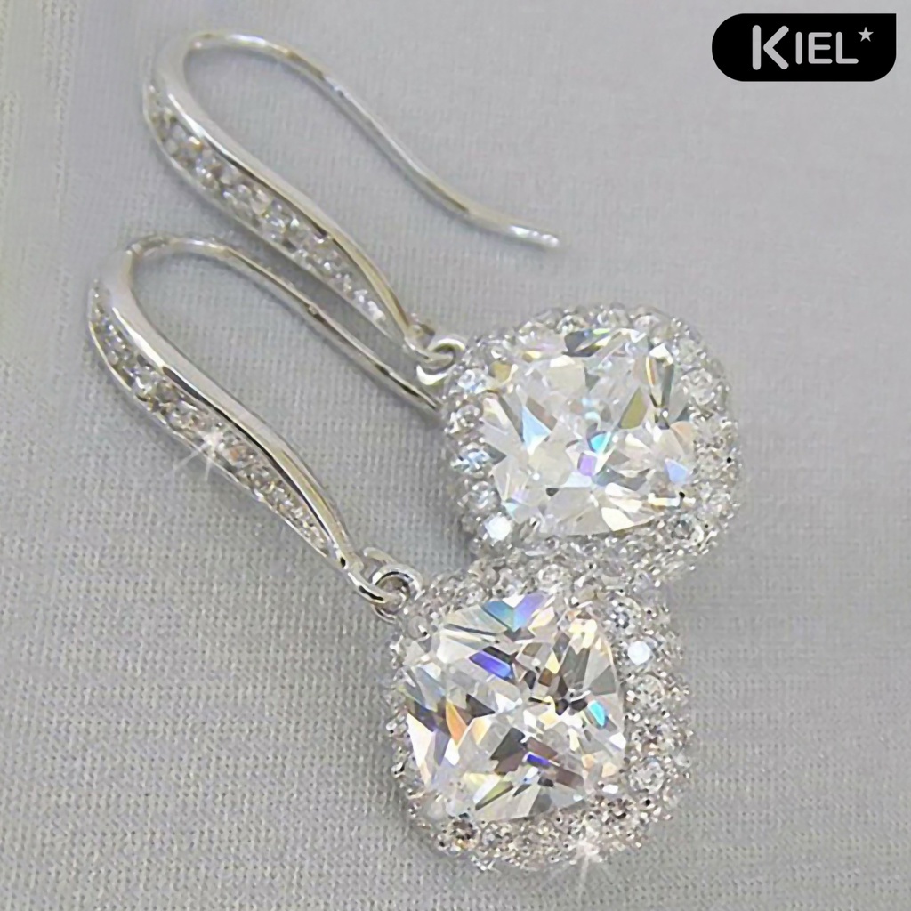 KIEL❀Bông Tai Dáng Dài Đính Đá Zircon Thời Trang Dự Tiệc