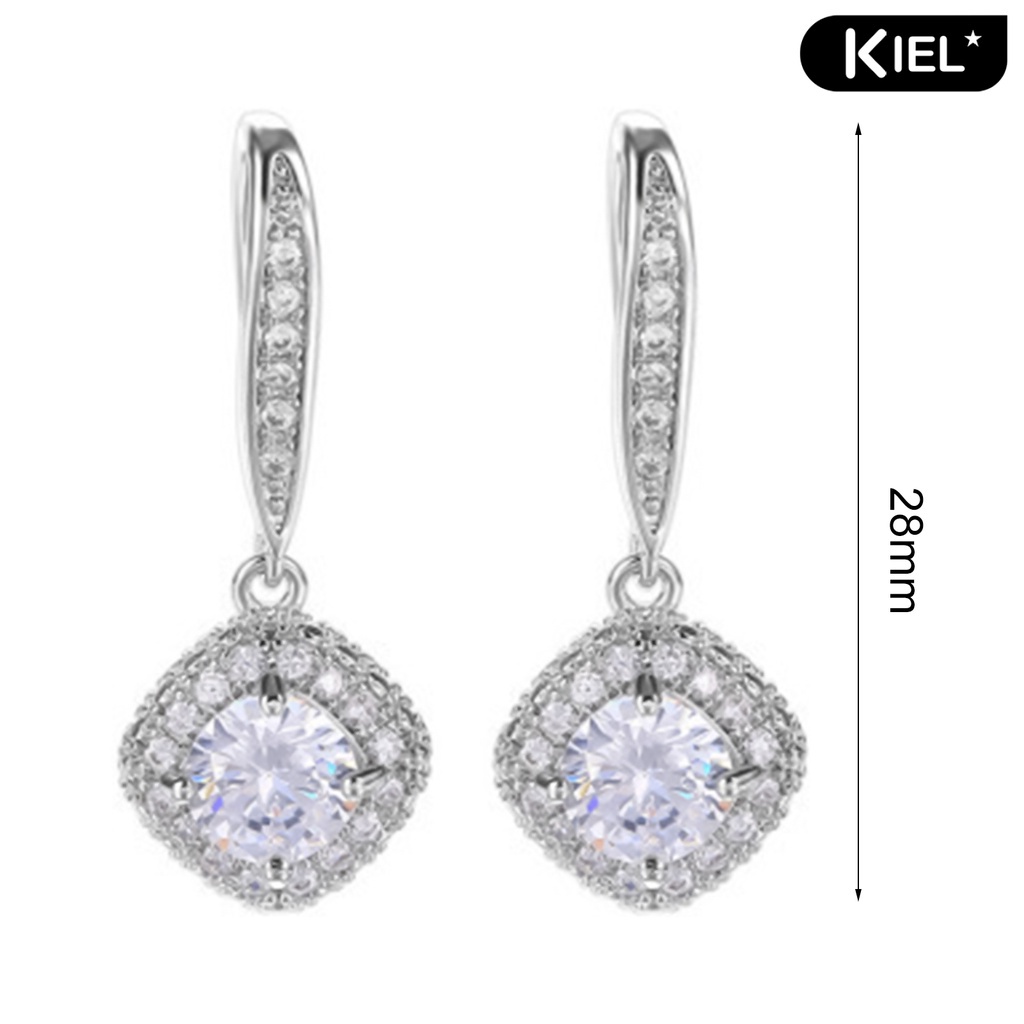 KIEL❀Bông Tai Dáng Dài Đính Đá Zircon Thời Trang Dự Tiệc