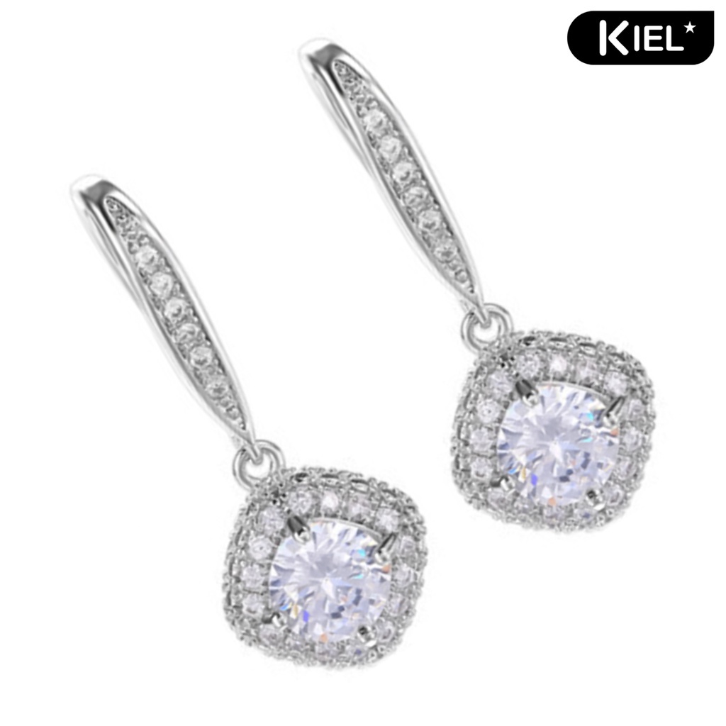 KIEL❀Bông Tai Dáng Dài Đính Đá Zircon Thời Trang Dự Tiệc