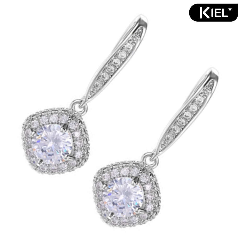 KIEL❀Bông Tai Dáng Dài Đính Đá Zircon Thời Trang Dự Tiệc