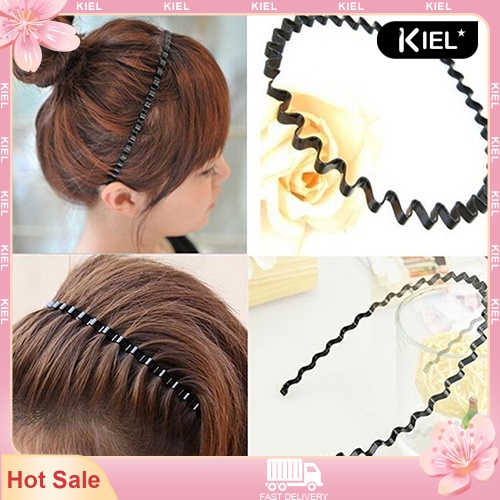 KIEL❀Băng Đô Cài Tóc Đen Gợn Sóng