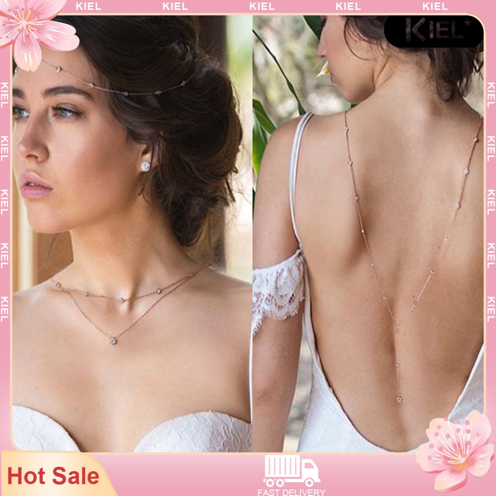 Thiết Bị Dò Tìm Kiếm Đa Năng❀Vòng cổ Body Chain Dáng Dài Đính Đá Quý Nhân Tạo Lưng Cho Cô Dâu