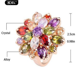 Nhẫn mạ vàng 18K mặt hoa đính đá pha lê
