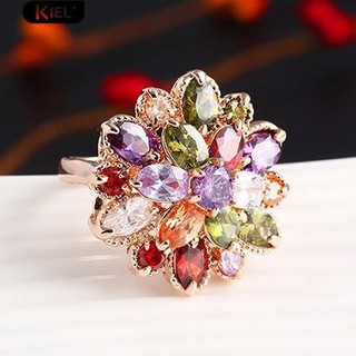 Nhẫn mạ vàng 18K mặt hoa đính đá pha lê