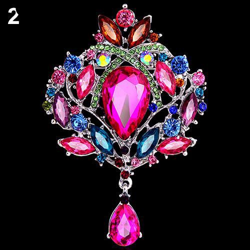 Trâm cài áo nhiều màu sắc đính kim cương gải và pha lê thời trang cho nữ