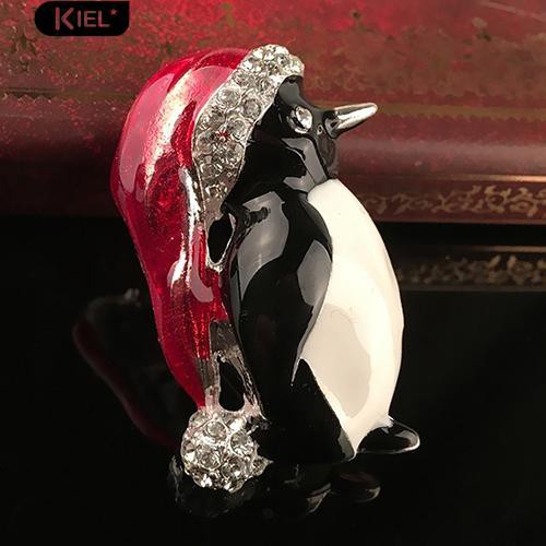 Ghim cài áo hình chú chim cánh cụt đội mũ ông già Noel thời trang cho nữ