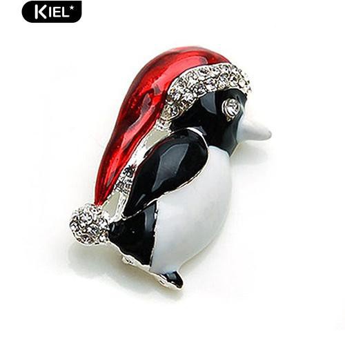 Ghim cài áo hình chú chim cánh cụt đội mũ ông già Noel thời trang cho nữ