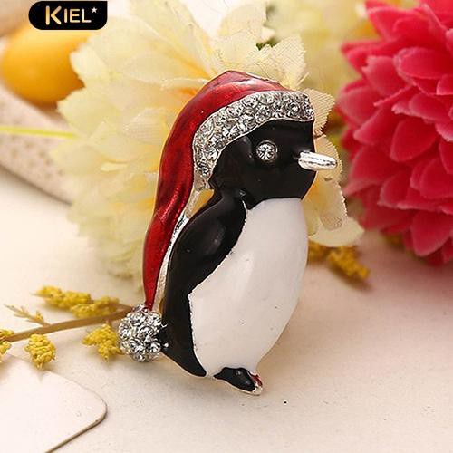 Ghim cài áo hình chú chim cánh cụt đội mũ ông già Noel thời trang cho nữ