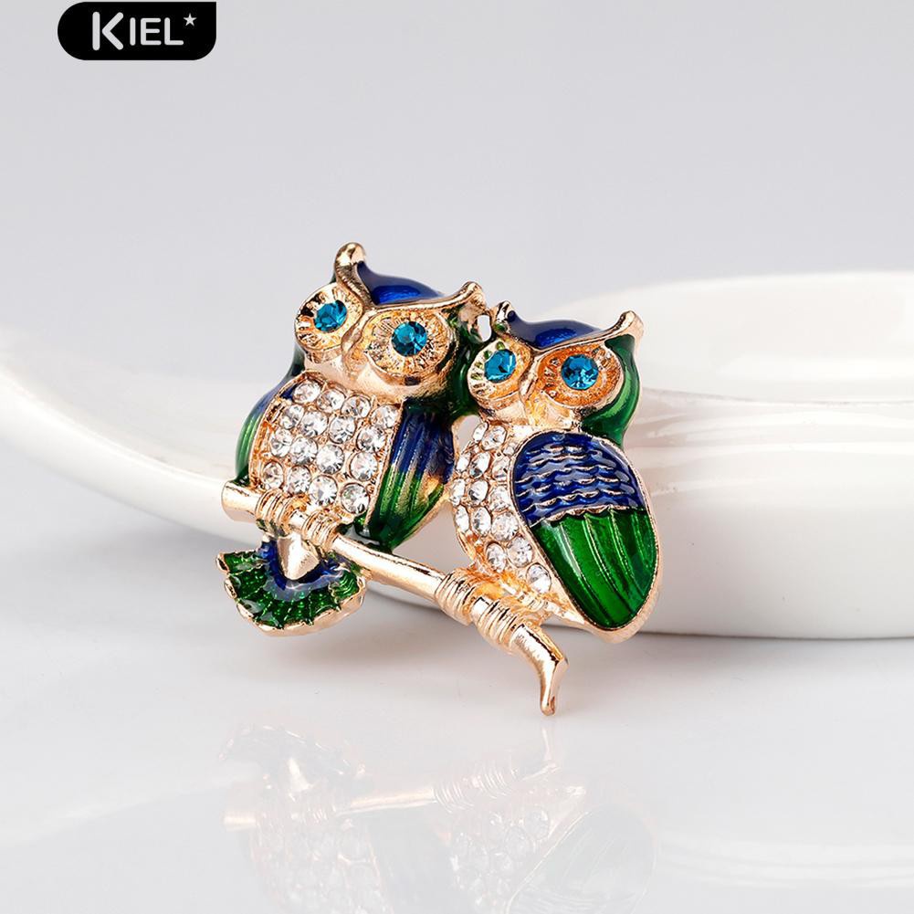 Ghim cài áo hình chim cú đính đá xinh xắn dành cho nữ