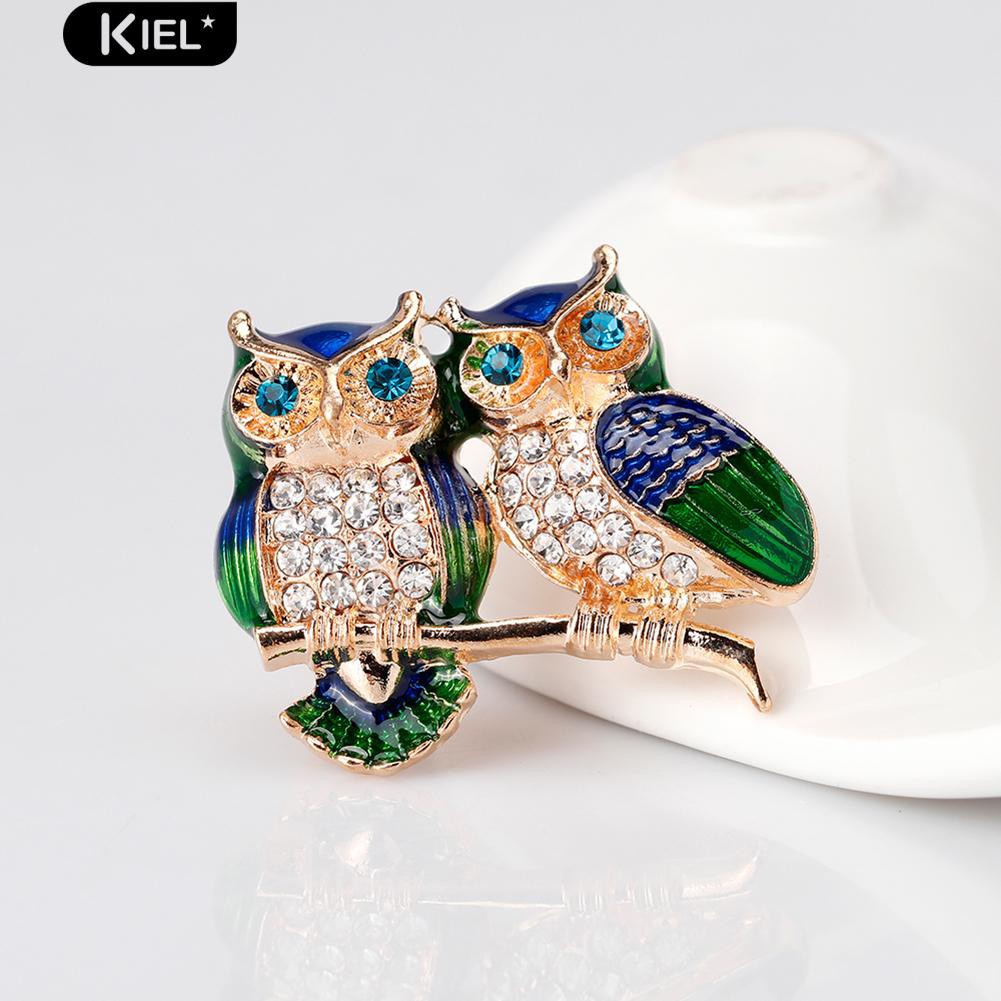 Ghim cài áo hình chim cú đính đá xinh xắn dành cho nữ