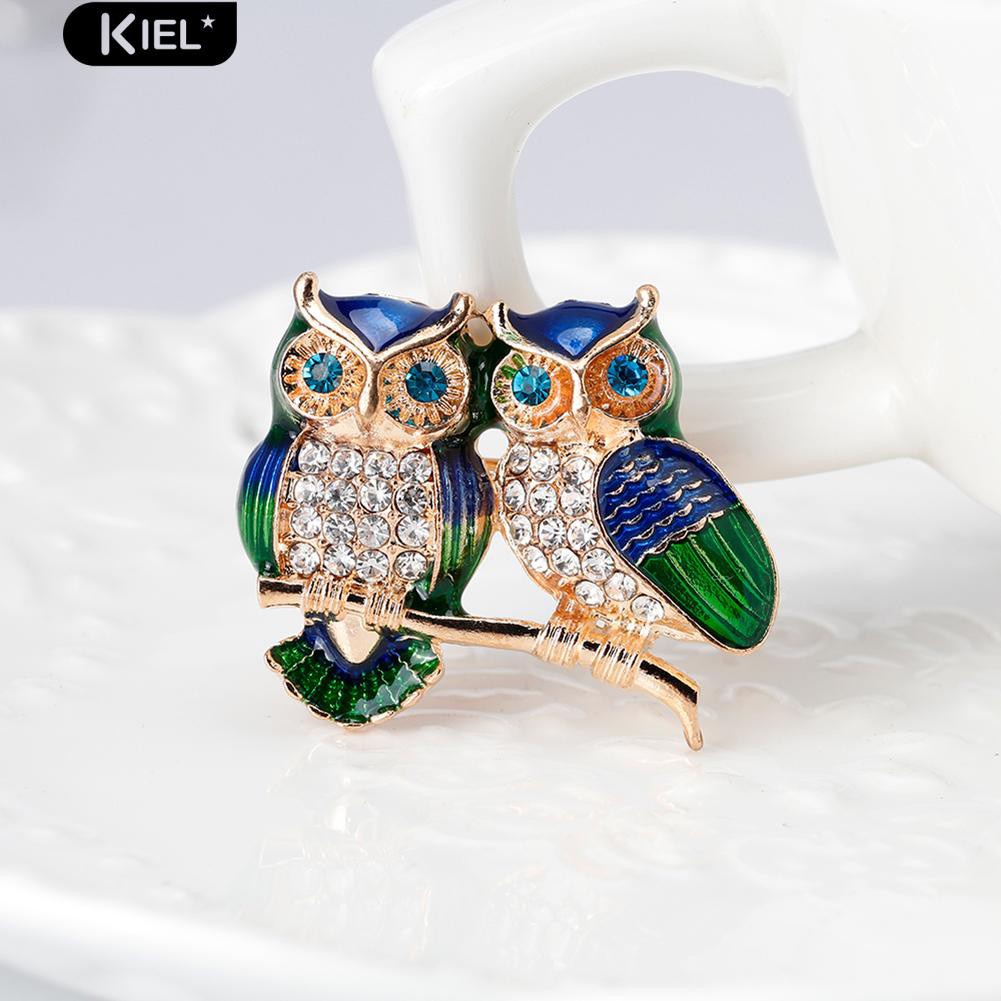 Ghim cài áo hình chim cú đính đá xinh xắn dành cho nữ