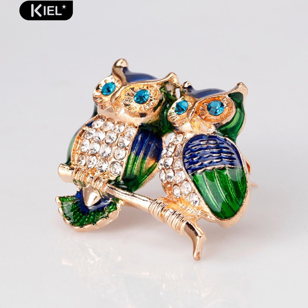 Ghim cài áo hình chim cú đính đá xinh xắn dành cho nữ