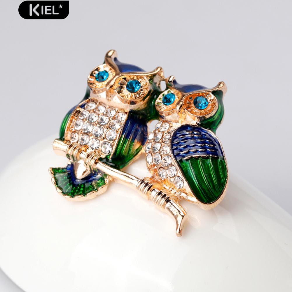 Ghim cài áo hình chim cú đính đá xinh xắn dành cho nữ