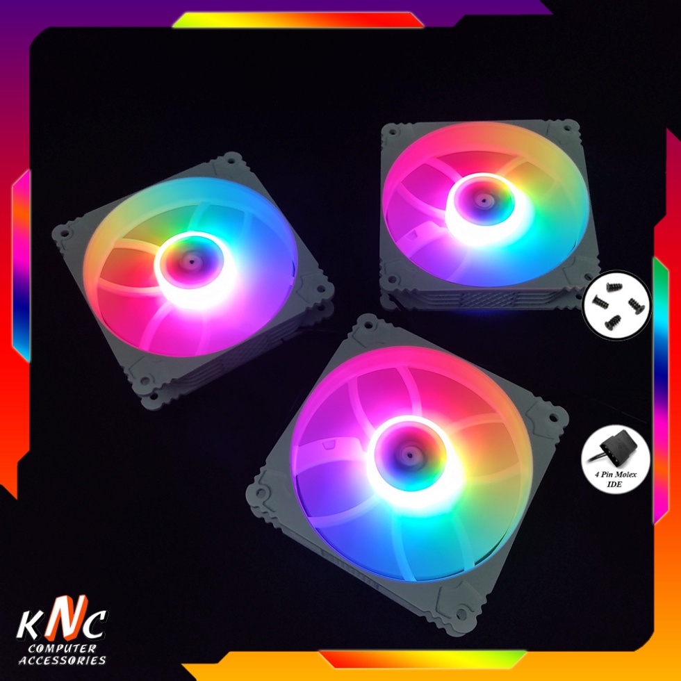 Quạt Tản Nhiệt Led RGB Coolmoon K8 Màu Trắng Fan Case Cắm Trực Tiếp Molex - Không Cần Hub