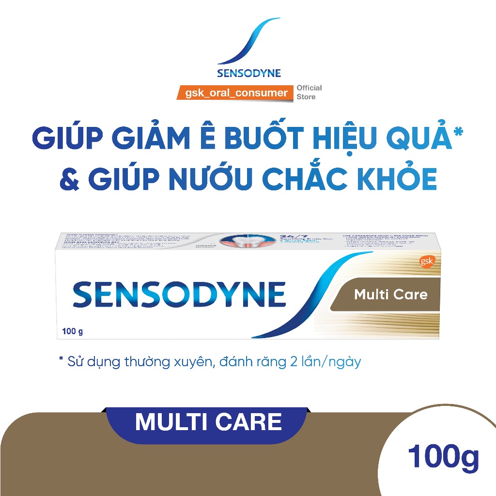 Bộ 2 Kem đánh răng SENSODYNE Multi Care 100g giúp giảm ê buốt hiệu quả và giúp nướu chắc khỏe