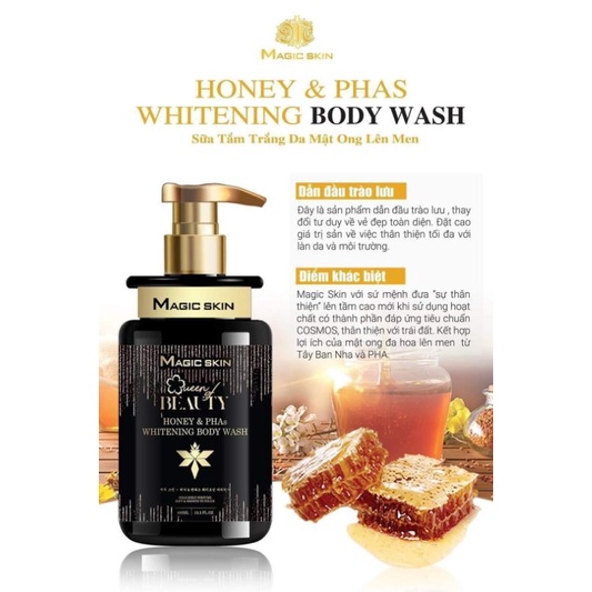 SỮA TẮM MẬT ONG TRẮNG DA LÊN MEN HƯƠNG NƯỚC HOA