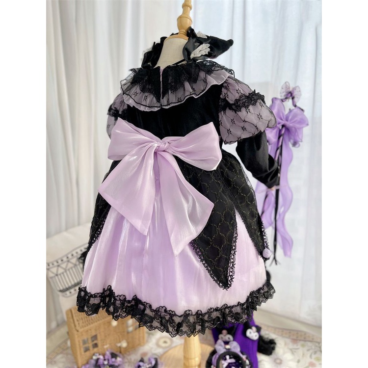 Kuromi Đầm Hóa Trang Công Chúa lolita Tay Dài Phồng Đáng Yêu Cho Bé Gái