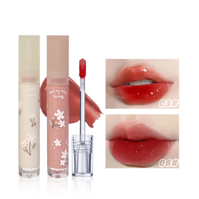 Son môi Kakashow herorange dạng lỏng dưỡng ẩm chống thấm nước thiết kế vỏ hình bông hoa xinh xắn