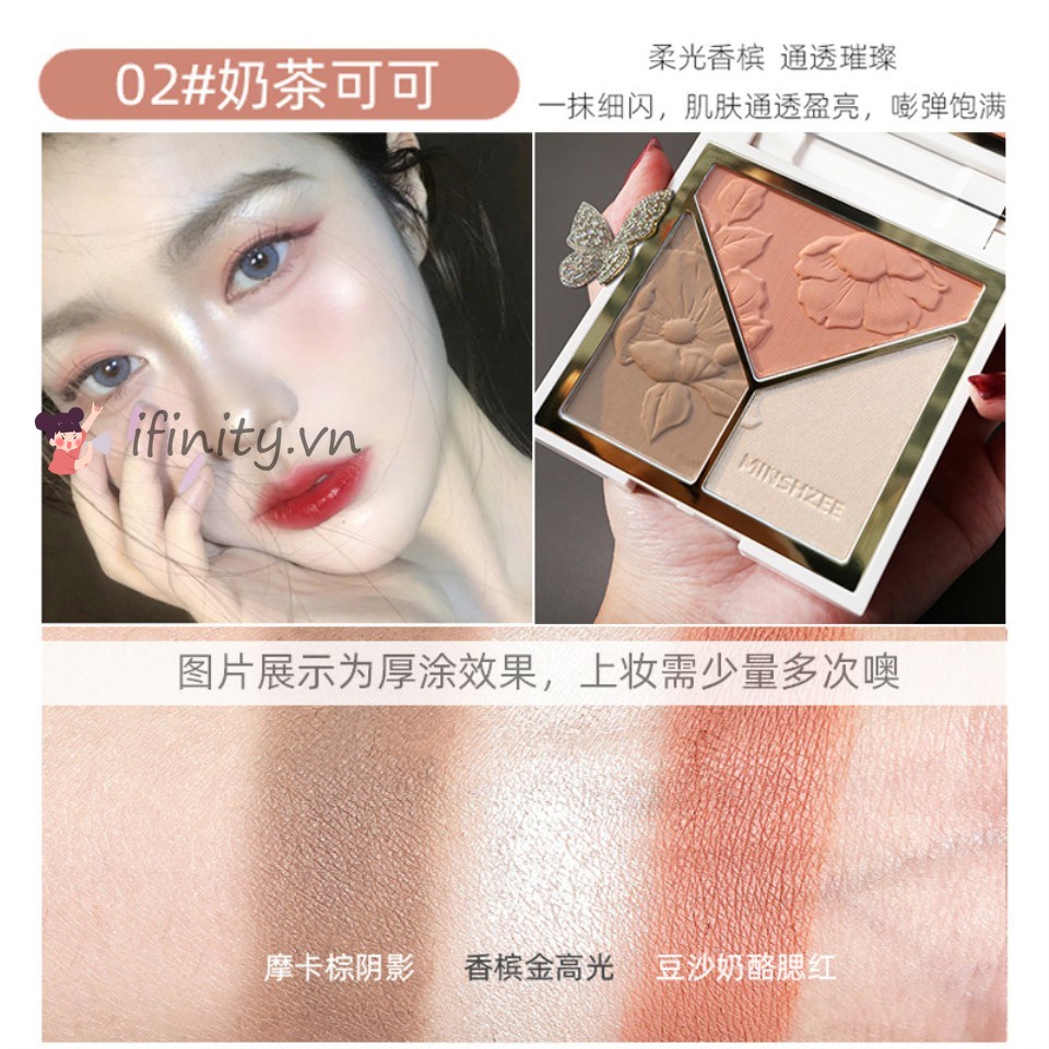 🌳Phấn highlight + tạo khối + má hồng 