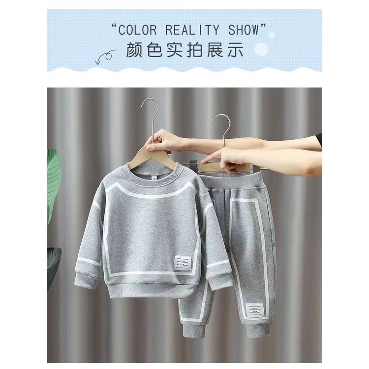 Set Đồ Thể Thao Hai Món Lót Lông Cừu Dày Dặn Phong Cách Mới Mùa Thu Cho Bé Trai