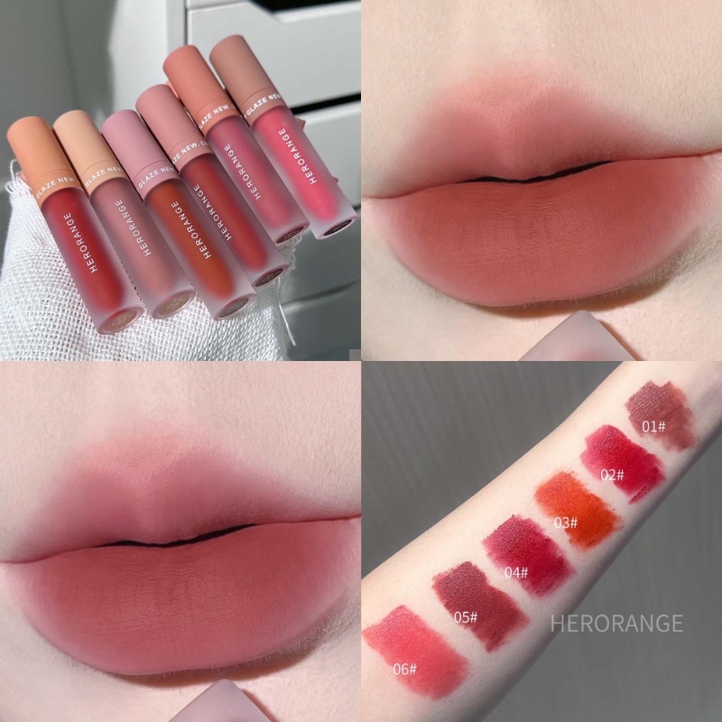 Son môi herorange chất nhung lì mềm mại siêu nhẹ chống thấm nước lâu trôi cao cấp