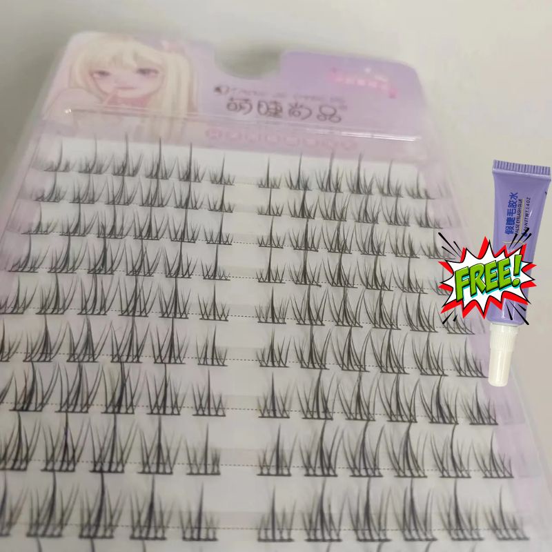 MengjieShangpin® 8-13mm Cặp Lông Mi Giả Lúa Mì 2023 Kèm Keo Nối Mi Dày Và Dài Tự Nhiên Hình Quỷ Nhỏ