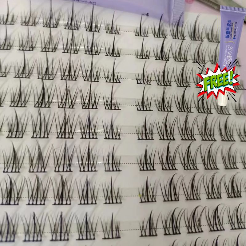 MengjieShangpin® 8-13mm Cặp Lông Mi Giả Lúa Mì 2023 Kèm Keo Nối Mi Dày Và Dài Tự Nhiên Hình Quỷ Nhỏ