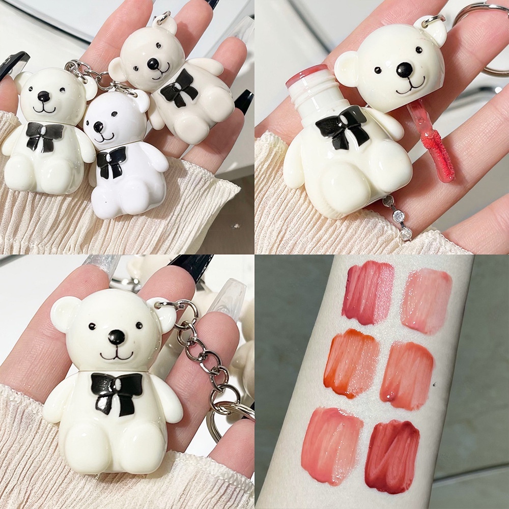 Son môi herorange ARTVALUE màu nude nhung lì đất sét tự nhiên hình gấu xinh xắn dạng móc khóa nghệ thuật