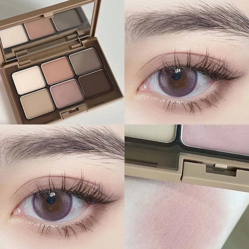 HERORANGE 6 Màu Bảng Phấn Mắt Màu Lì Và Màu Nhũ Kim Tuyến Trang Điểm Lâu Trôi Phấn Mắt