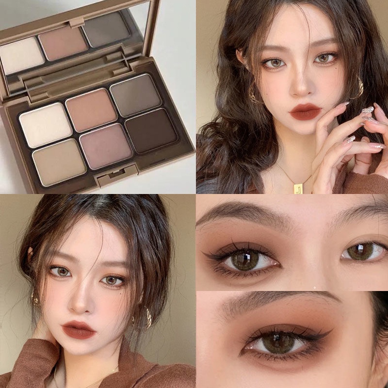 HERORANGE 6 Màu Bảng Phấn Mắt Màu Lì Và Màu Nhũ Kim Tuyến Trang Điểm Lâu Trôi Phấn Mắt