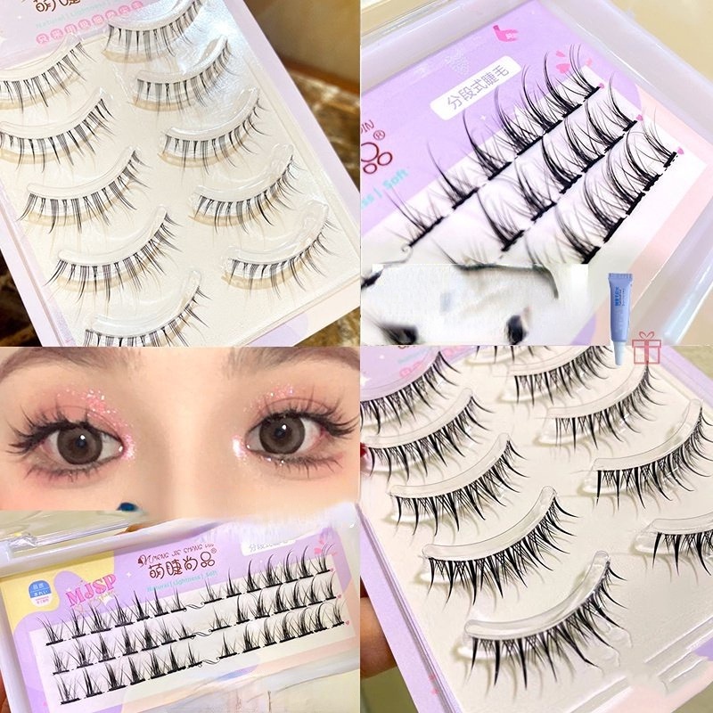 Lông mi giả herorange gân trong mềm mỏng siêu nhẹ có độ cong phong cách búp bê