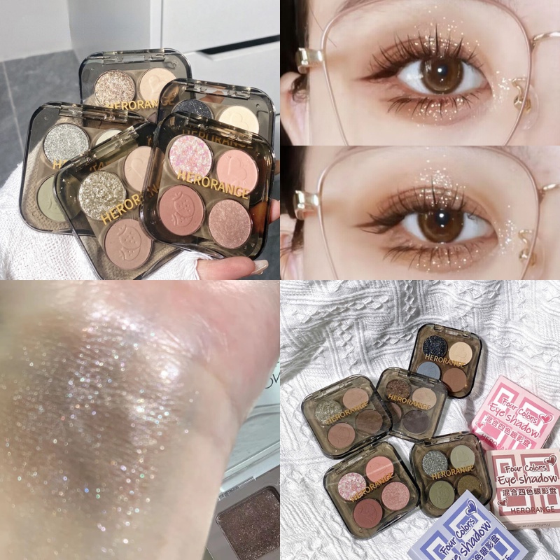 Bảng phấn mắt herorange 4 màu sắc tố cao màu sắc long lanh quyến rũ cao cấp