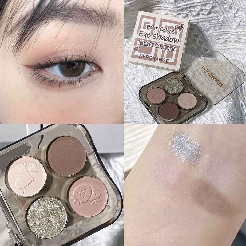 Bảng phấn mắt herorange 4 màu sắc tố cao màu sắc long lanh quyến rũ cao cấp