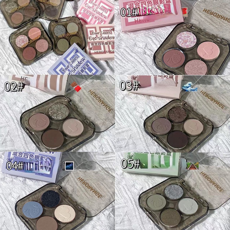 Bảng phấn mắt herorange 4 màu sắc tố cao màu sắc long lanh quyến rũ cao cấp