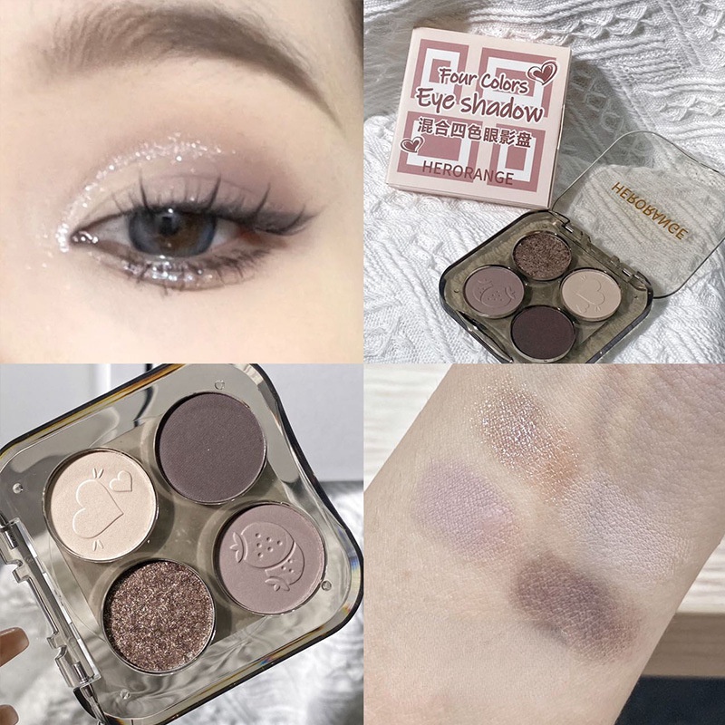Bảng phấn mắt herorange 4 màu sắc tố cao màu sắc long lanh quyến rũ cao cấp