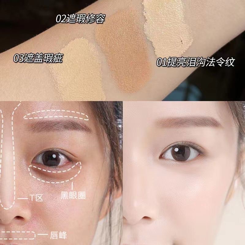 Bảng kem che khuyết điểm / tạo khối herorange Maistok 3 màu che phủ quầng thâm mắt và mặt chuyên nghiệp