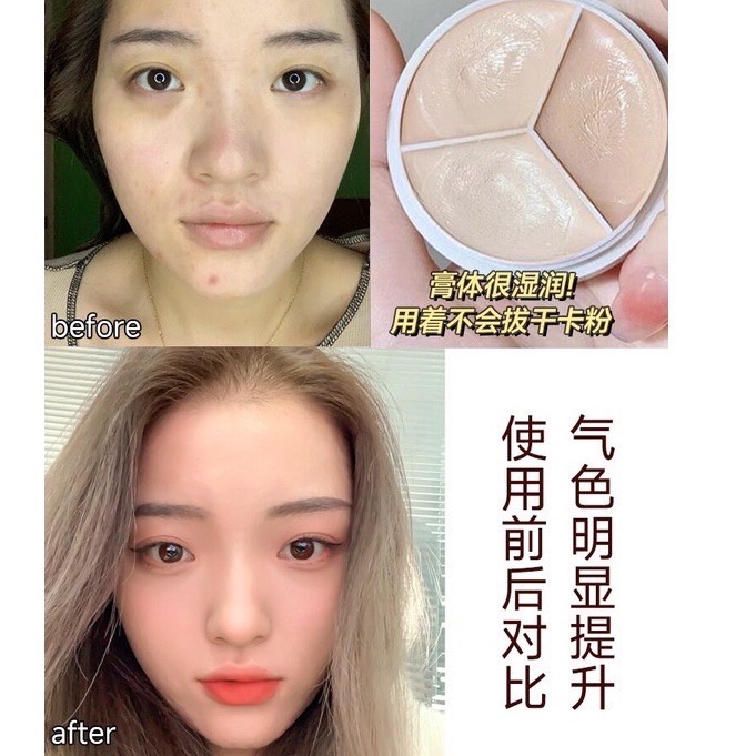 Bảng kem che khuyết điểm / tạo khối herorange Maistok 3 màu che phủ quầng thâm mắt và mặt chuyên nghiệp