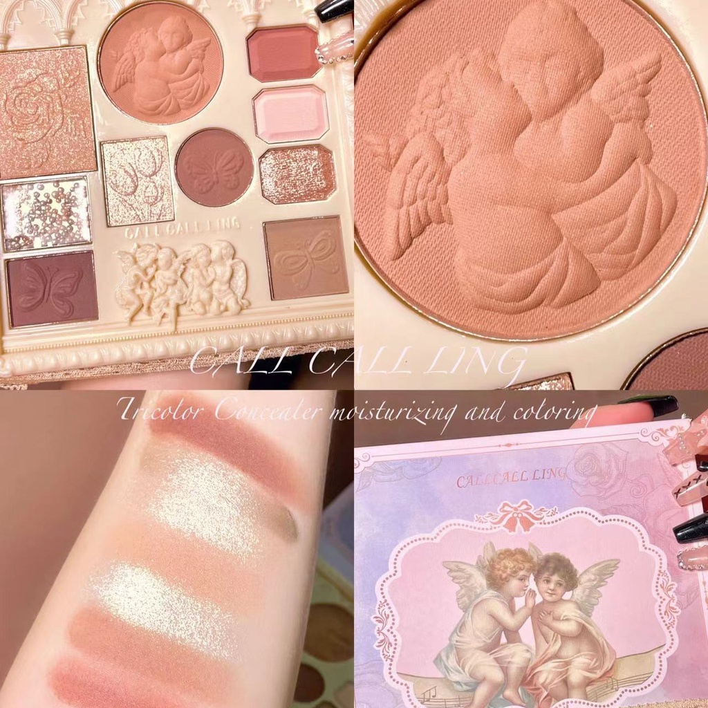 Bảng Phấn Mắt 10 Màu Sắc Kiêm Phấn Má Hồng / Bắt Sáng Trang Điểm Đa Năng