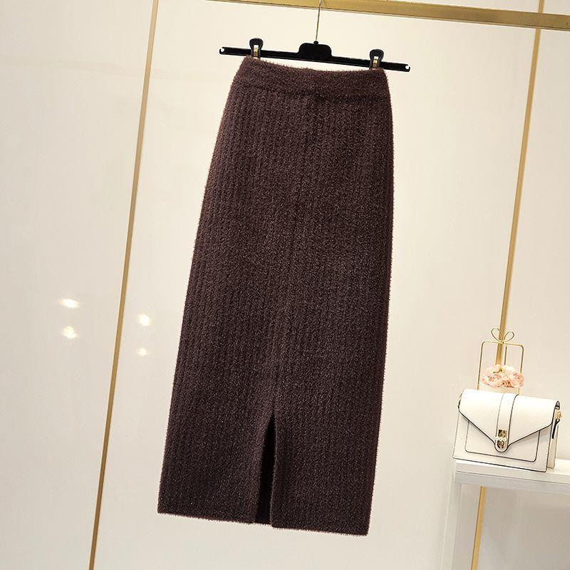 Plus Chân Váy Nhung Lưng Cao Dáng Suông Xẻ Tà Thời Trang Thu Đông 2022 Cho Nữ