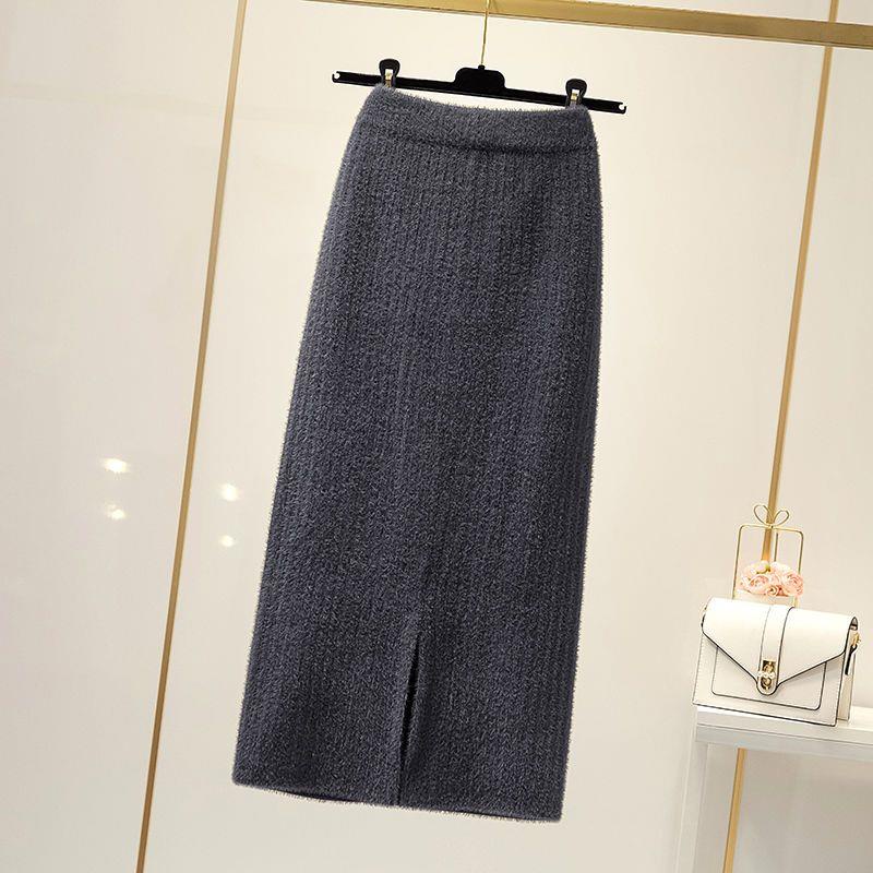 Plus Chân Váy Nhung Lưng Cao Dáng Suông Xẻ Tà Thời Trang Thu Đông 2022 Cho Nữ