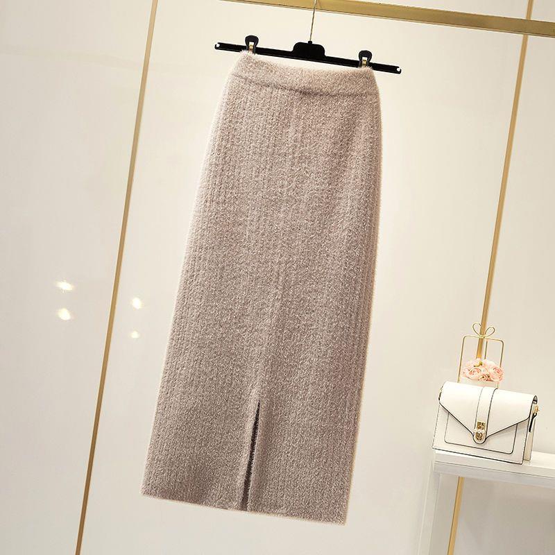 Plus Chân Váy Nhung Lưng Cao Dáng Suông Xẻ Tà Thời Trang Thu Đông 2022 Cho Nữ