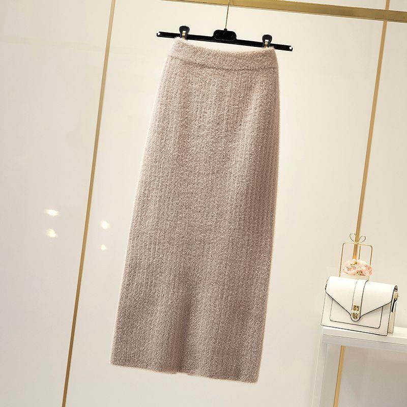 Plus Chân Váy Nhung Lưng Cao Dáng Suông Xẻ Tà Thời Trang Thu Đông 2022 Cho Nữ
