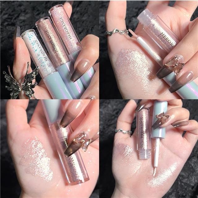 Bộ 3 Hũ Phấn Mắt Dạng Lỏng Màu Nhũ Bạc Và Vàng Hồng Chống Thấm Nước HERORANGE