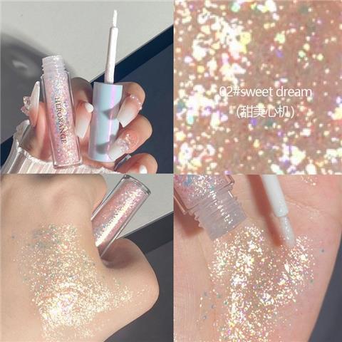 Bộ 3 Hũ Phấn Mắt Dạng Lỏng Màu Nhũ Bạc Và Vàng Hồng Chống Thấm Nước HERORANGE