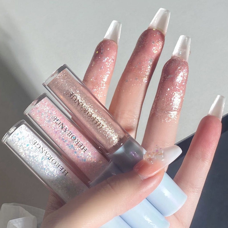 Bộ 3 Hũ Phấn Mắt Dạng Lỏng Màu Nhũ Bạc Và Vàng Hồng Chống Thấm Nước HERORANGE