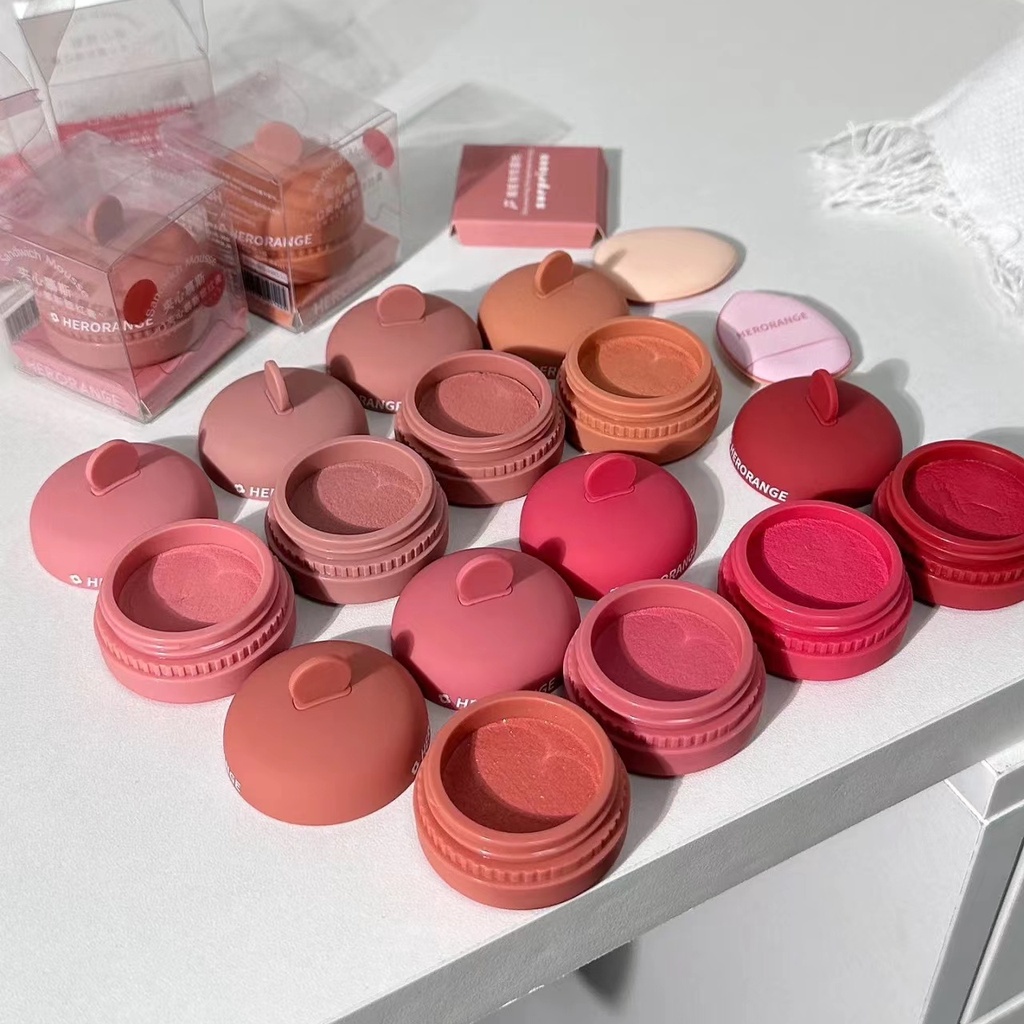 HERORANGE Phấn Má Hồng Chống Thấm Nước Lâu Trôi Màu Sắc Tự Nhiên Đào Đỏ Hồng Tự Nhiên Mềm Mịn Lâu Trôi+phồng Miễn Phí