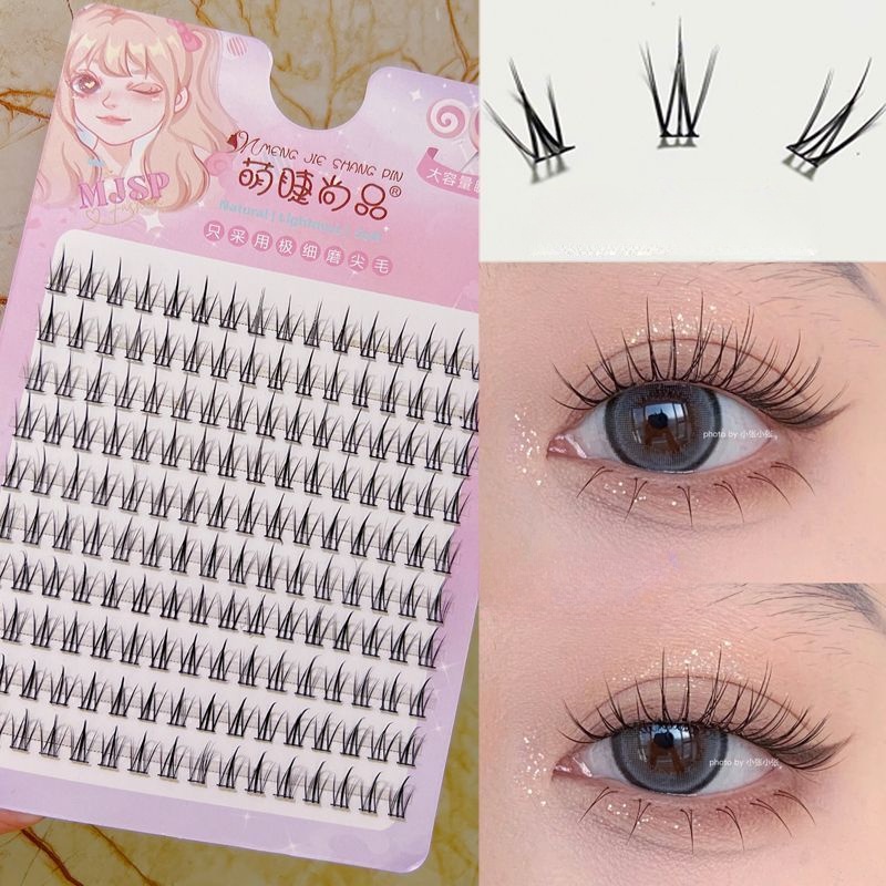 Lông Mi Giả 10 Hàng Thân Đen Tự Nhiên Mengjoeshangpin Dành Cho Người Mới Bắt Đầu