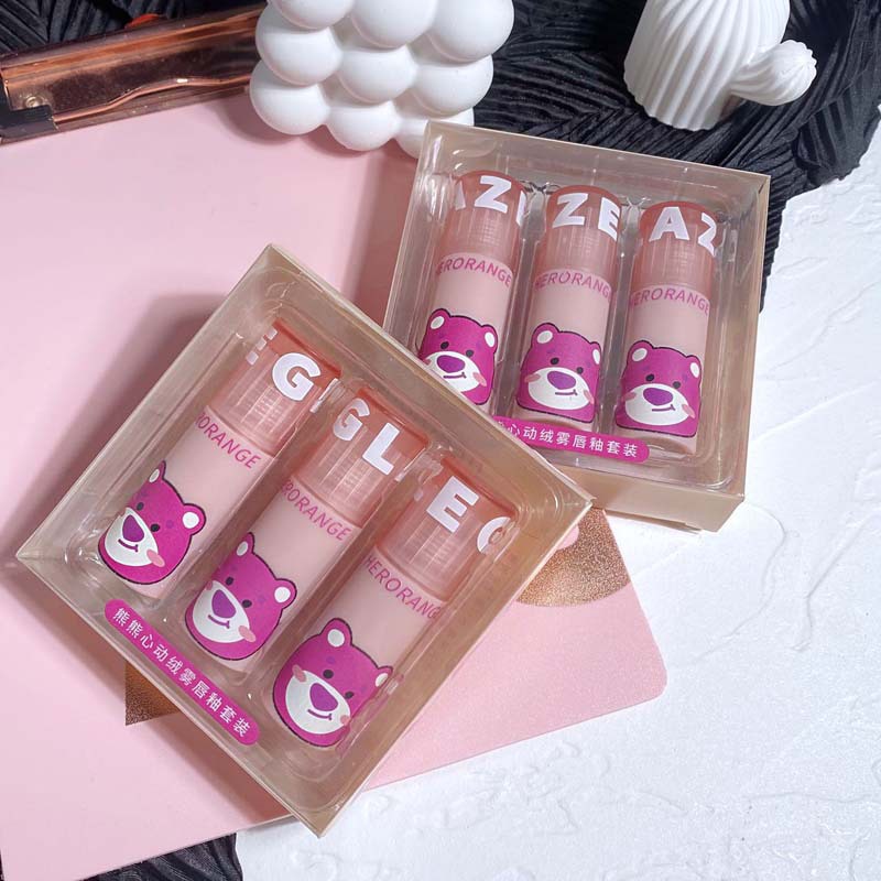 Son Môi HERORANGE Chất Nhung Lì Chống Thấm Nước Lâu Trôi Mềm Mịn Thiết Kế Hình Gấu Dâu Tây Dễ Thương