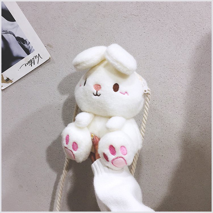 Túi thời trang đeo chéo hình thỏ nhồi bông Túi đeo chéo họa tiết hoạt hình xinh xắn dành cho nữ